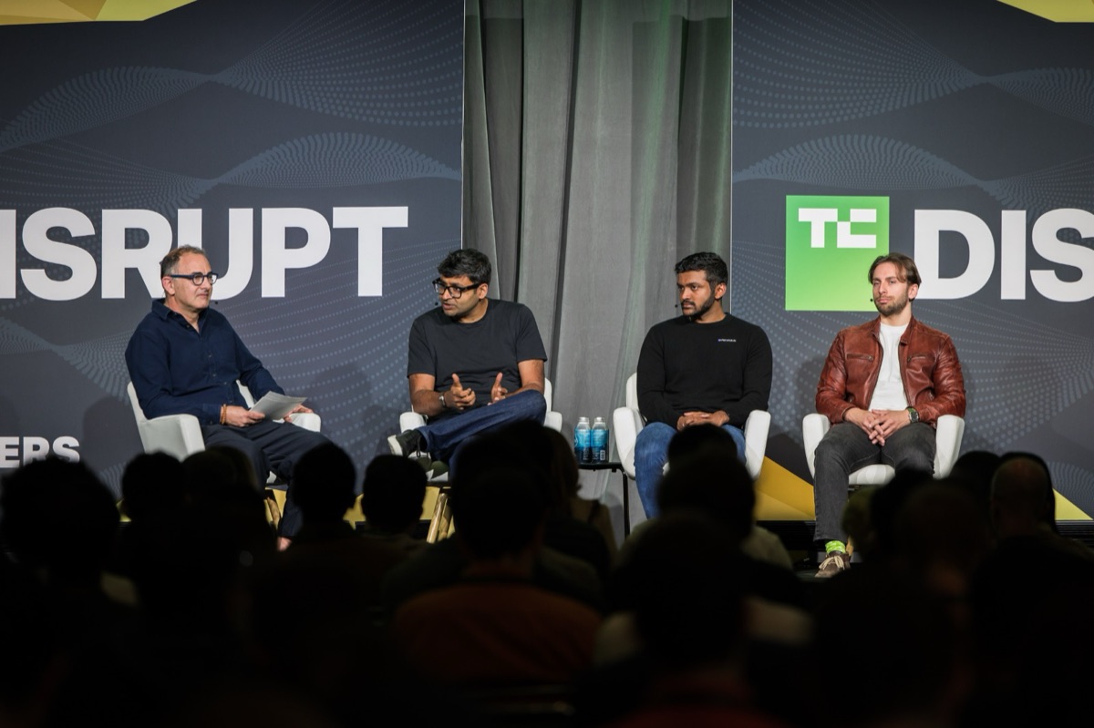 The Disruptors 60 panel at TechCrunch Disrupt 2026, seen from the audience